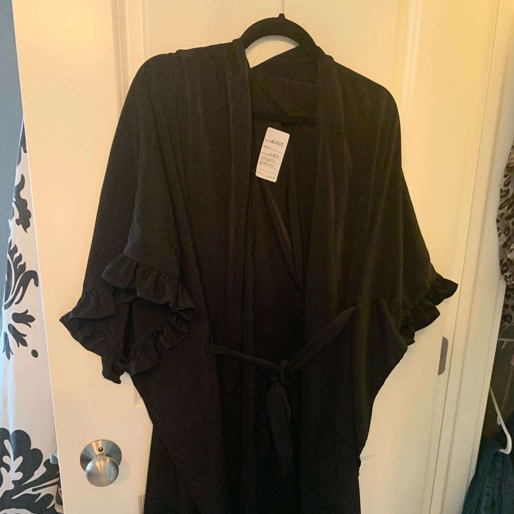 Black, Red & Pink Kimono Robe-Betsy Johnson